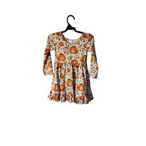 Pumpkin fall toddler girls, long sleeve, twirl dress have 2 4T